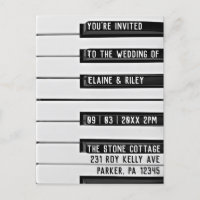 Musique=Love Piano Keys Faire-part de mariage