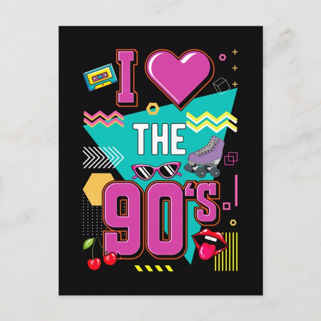 Carte Postale Musique Radio Rétro Disco Amour 90 des années 1990 (Devant)