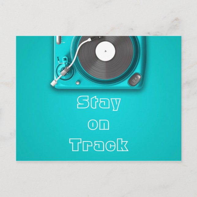 Carte Postale Musique rester sur piste citation vinyle rétro (Devant)
