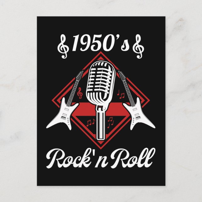 Carte Postale Musique Rockabilly des années 50 Rock and Roll (Devant)
