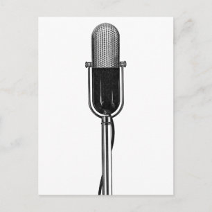 Carte Postale Musique vintage, Microphone rétro à l'ancienne
