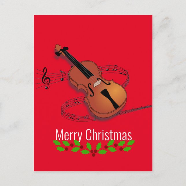Carte Postale Musique violon de Noël (Devant)