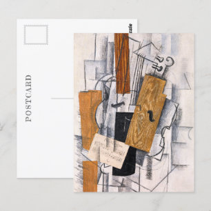 Carte Postale Musique violon et feuille Georges Braque
