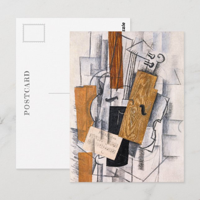 Carte Postale Musique violon et feuille | Georges Braque | (Devant / Derrière)