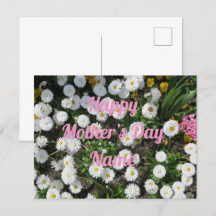 Carte Postale muttertag, kleine weiße frühlingsblume rosa schrif