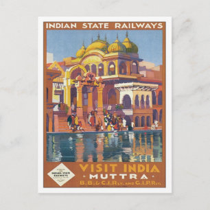 Carte Postale Muttra Mathura vintage Inde