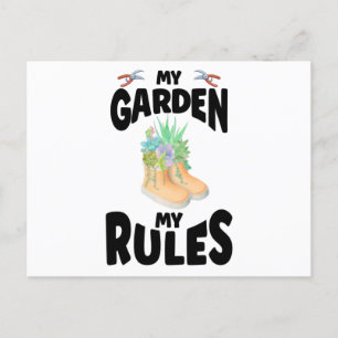 Carte Postale My Garden My Rules Rubber Boots Garden