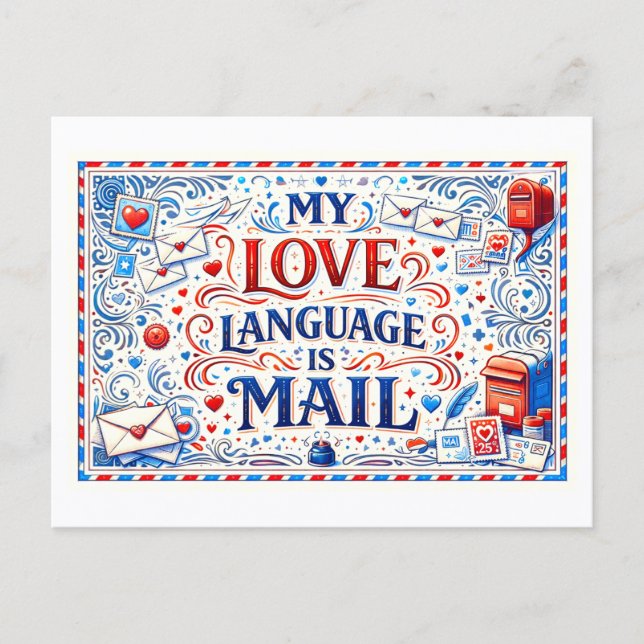 Carte Postale "My Love Language Is Mail" (Devant)