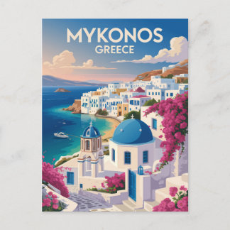 Carte Postale Mykonos Grèce Côte Voyage Art Vintage
