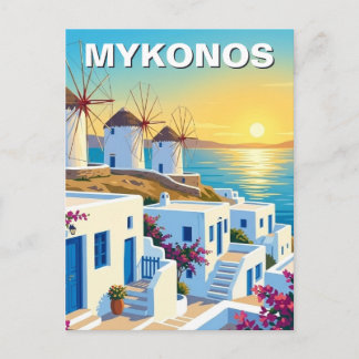 Carte Postale Mykonos Greece Cyclades Travel Street