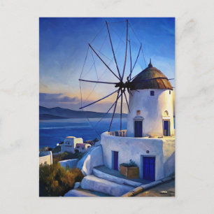 Carte Postale Mykonos, Moulin à vin de Grèce