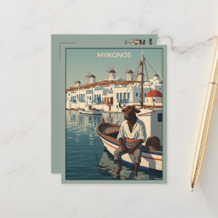 Carte Postale Mykonos sur le thème du WPA