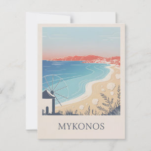 Carte Postale Mykonos Vintage minimaliste