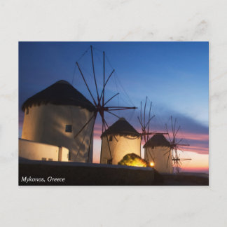 Carte Postale Mykonos Windmill Sunset, Grèce