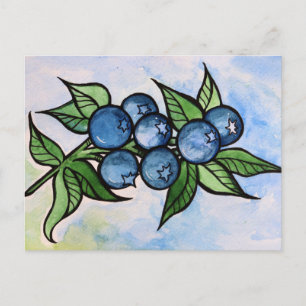 Carte Postale Myrtilles à l'aquarelle
