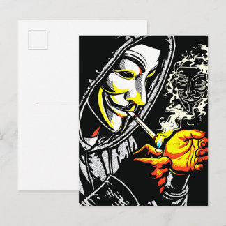 Carte Postale Mysterious Hooded Mask Smoker Pop Art