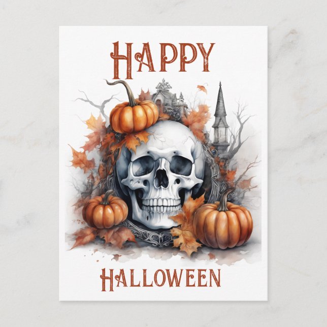 Carte Postale Mystic Halloween Gothic Skull Art - Enchantant (Devant)