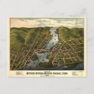 Carte Postale Mystic River & Mystic Bridge, Connecticut (1879)