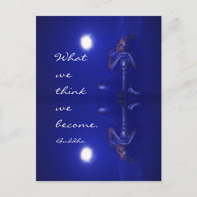 Carte Postale Mystique Bouddha bleu réflexion avec citation (Devant)