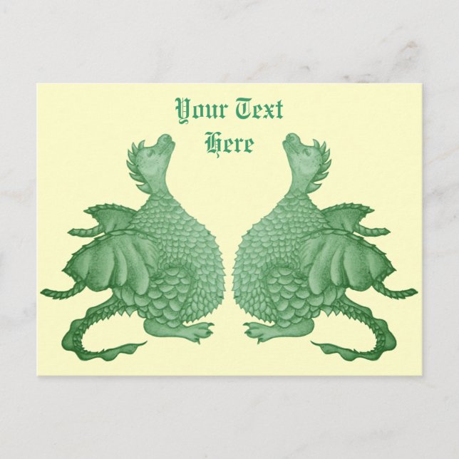 Carte Postale mythique imaginaire créature mignon dragon vert tw (Devant)