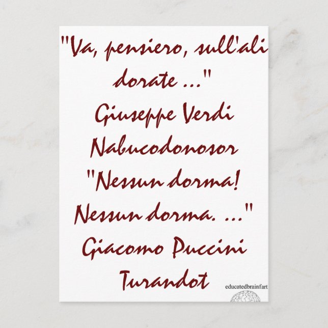 Carte Postale Nabucco & Turandot (Devant)