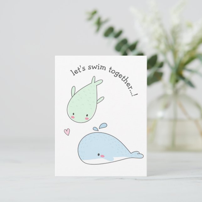 Carte Postale Nageons ensemble... ! Baleines - Valentines (Debout devant)