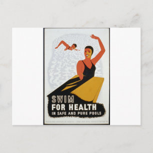 Carte Postale Nager pour la santé dans des piscines sûres et pur