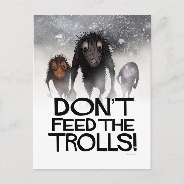 Carte Postale N'alimentez pas les trolls drôle Monster Internet  (Devant)
