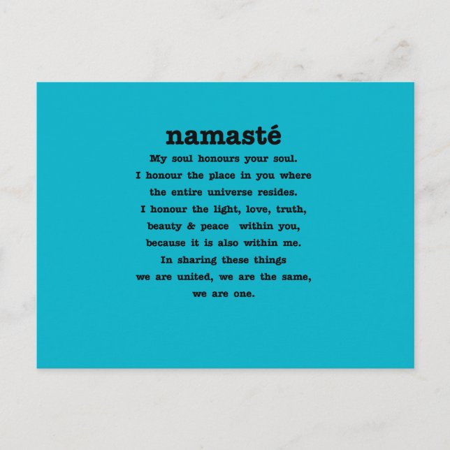 Carte Postale Namaste, collection (Devant)