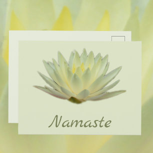 Carte Postale Namaste Lotus Nénuphar Jaune Vert Floral