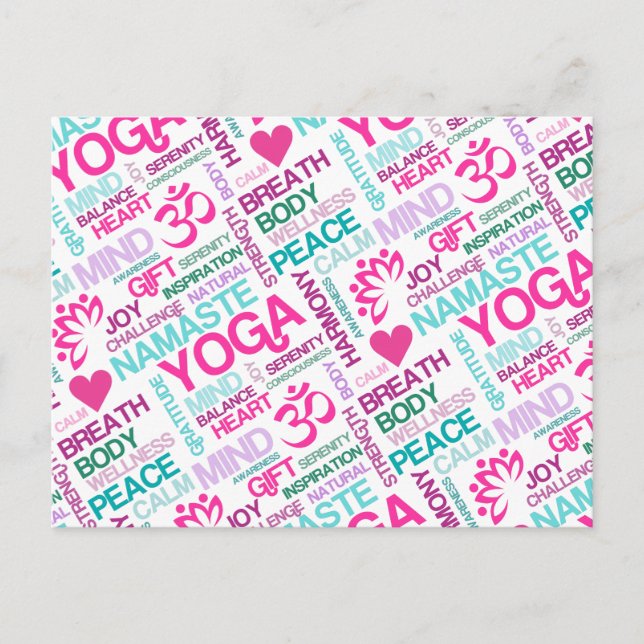 Carte Postale Namaste, Paix et Harmonie rose YOGA Motif (Devant)