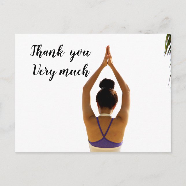 Carte Postale Namaste Yoga femme lève le Merci (Devant)