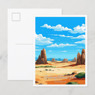 Carte Postale Nambung Australia Art Travel illustration Vintage