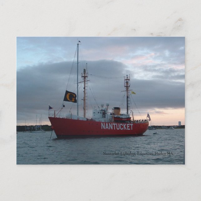 Carte Postale Nantucket Lightship, Edgartown Harbour Postcard (Devant)