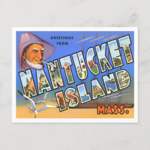 Carte Postale Nantucket, Massachusetts Vintages grandes lettres