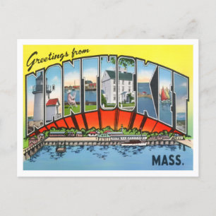 Carte Postale Nantucket, Massachusetts Vintages grandes lettres