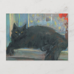 Carte Postale Nap Interrompu, Peinture Impressionniste Chat Noir