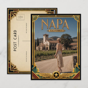 Carte Postale Napa Californie Art Déco Vintage Âge d'Or