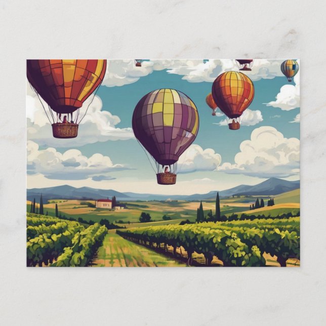 Carte Postale Napa Hot Air Balloon Art Travel (Devant)