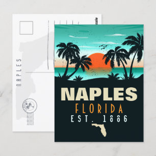 Carte Postale Naples Florida Beach Retro Sunset Souvenirs 60s