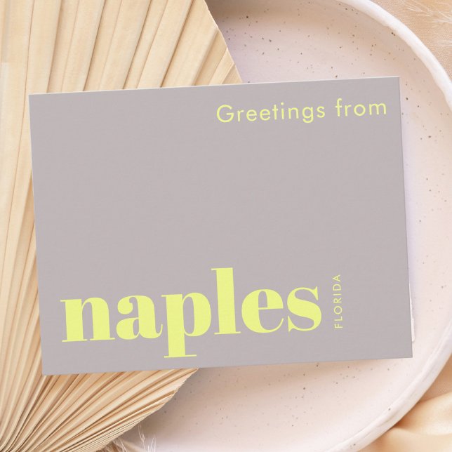 Carte Postale Naples Floride typographique jaune  (Créateur téléchargé)
