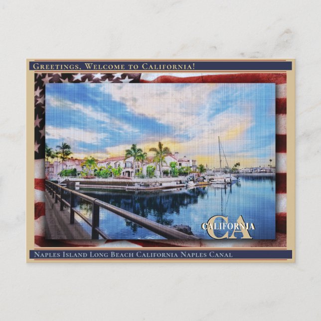 Carte Postale Naples Island Long Beach Californie Linge de maiso (Devant)