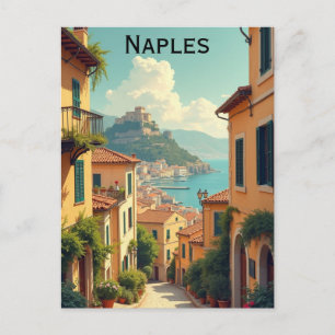 Carte Postale Naples Italie Illustration de Voyage Vintage