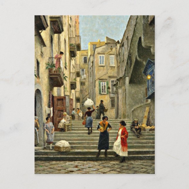 Carte Postale Naples Street Scene - Paul G. Fischer peinture, (Devant)