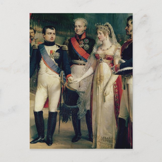 Carte Postale Napoléon Bonaparte recevant la reine Louisa (Devant)