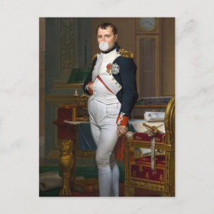 Carte Postale Napoléon Bonaparte soufflant une gomme à bulle bla