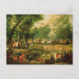 Carte Postale Napoléon en chasse dans la forêt Compiegne, 1811
