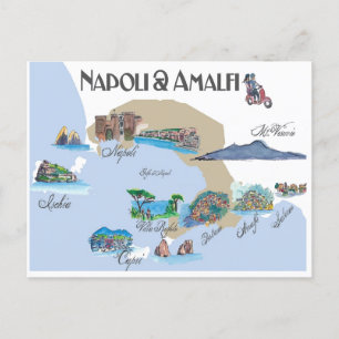 Carte Postale Napoli et la côte amalfitaine en Italie
