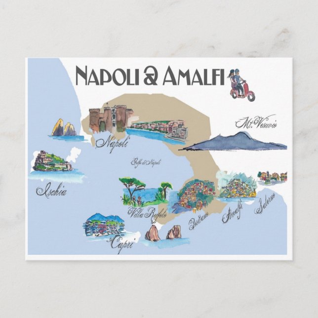 Carte Postale Napoli et la côte amalfitaine en Italie (Devant)