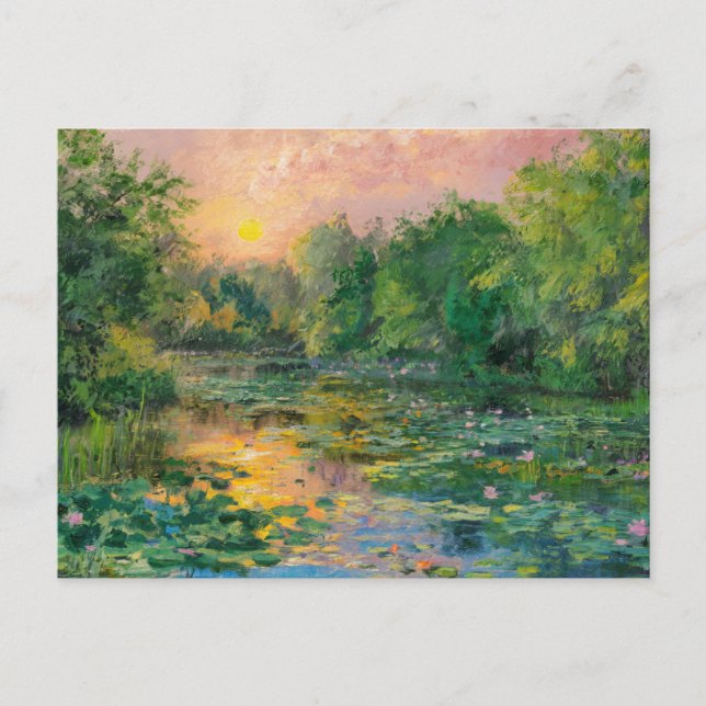 Carte Postale Nappes d'eau par Claude Monet, coucher du soleil,  (Devant)